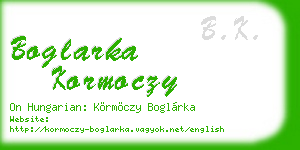 boglarka kormoczy business card
